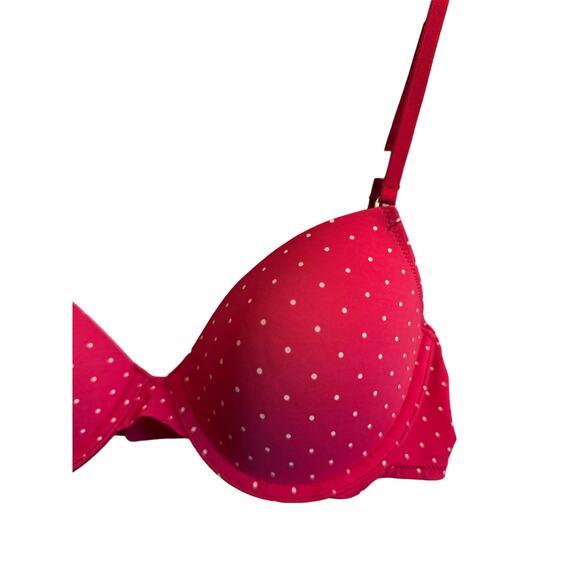Victoria's Secret Pink T Shirt Demi Bra Size 36B Pink with White Polka Dots - Picture 2 of 8